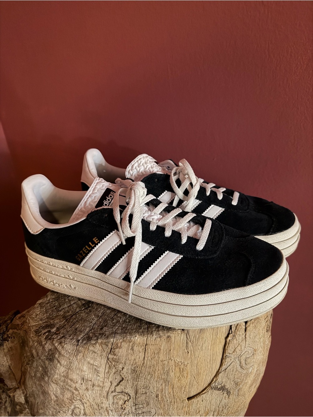 adidas Gazelle Platform Sneakers in Black and White